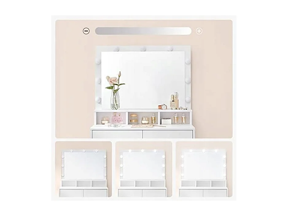 Tocador Valora blanco con espejo y luces LED | Escandinavo