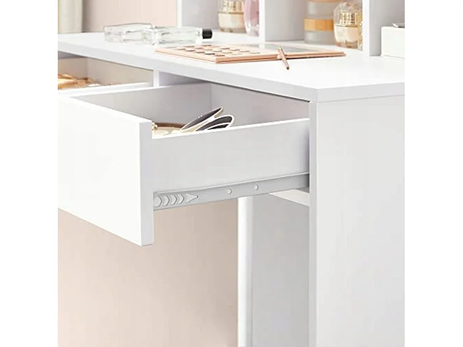 Coiffeuse Valora blanche avec miroir et éclairage LED | Style scandinave