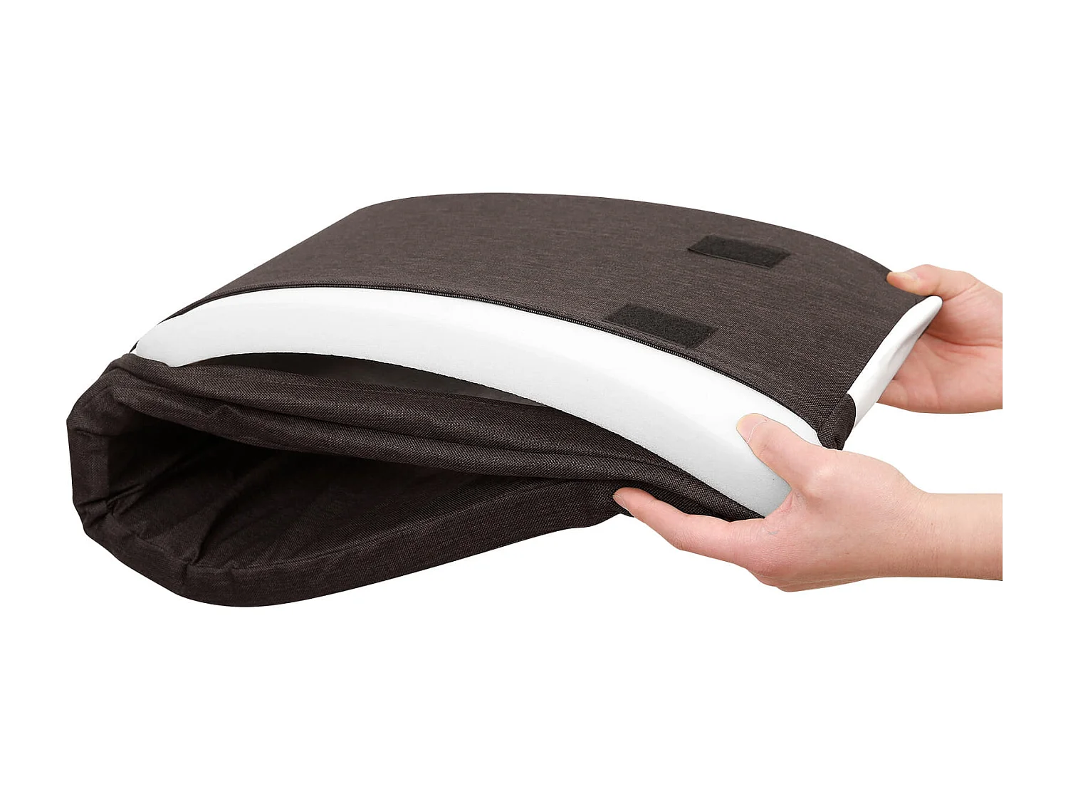 Meuble chaussures Valora avec assise – Chêne Sonoma et tissu marron foncé