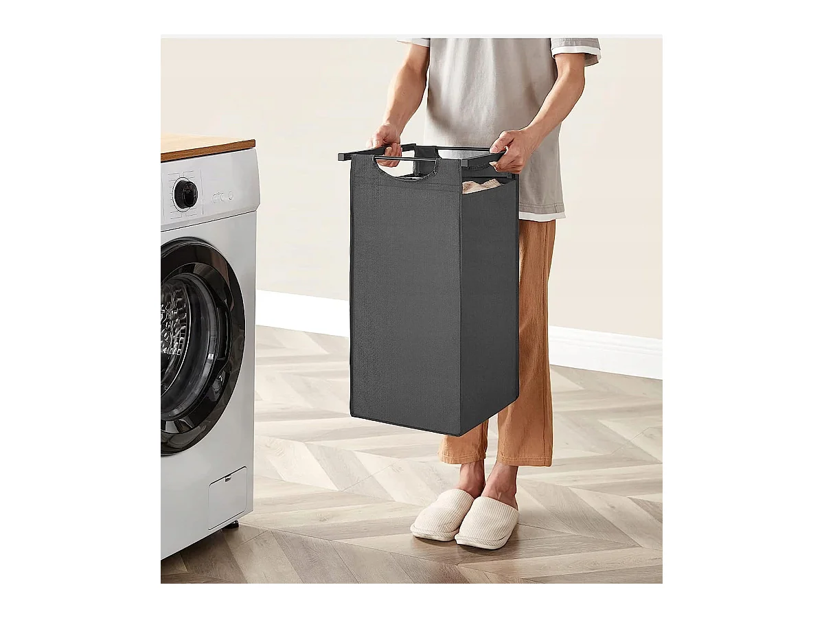 Valora Panier à linge 3 x 38 L Gris et noir | Trois compartiments