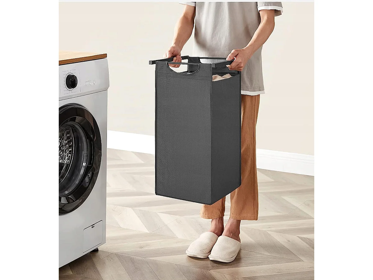 Valora Panier à linge 3 x 38 L Gris et noir | Trois compartiments