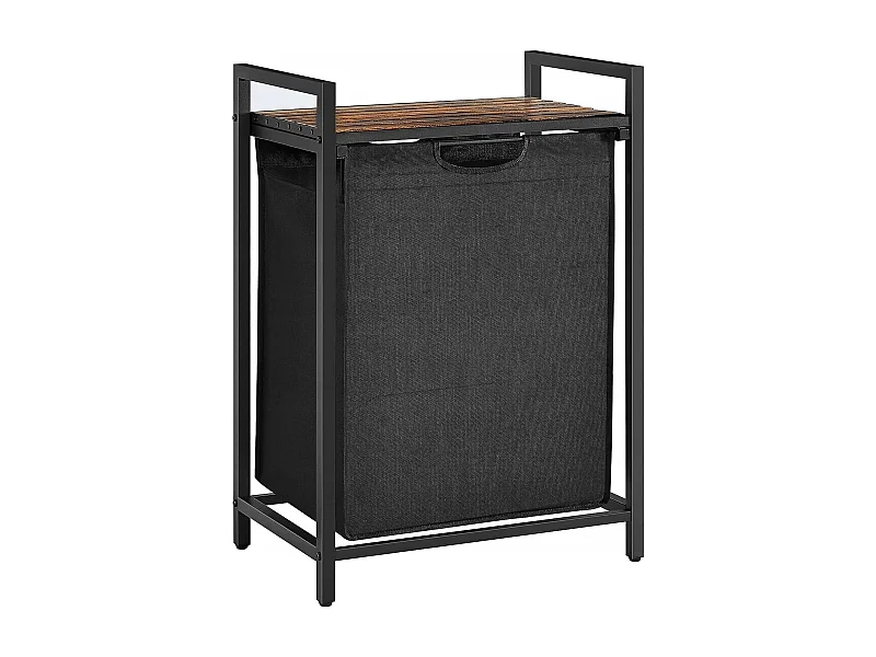 Valora Wäschekorbschrank 65L Rustikal Braun Schwarz | Einzelfach