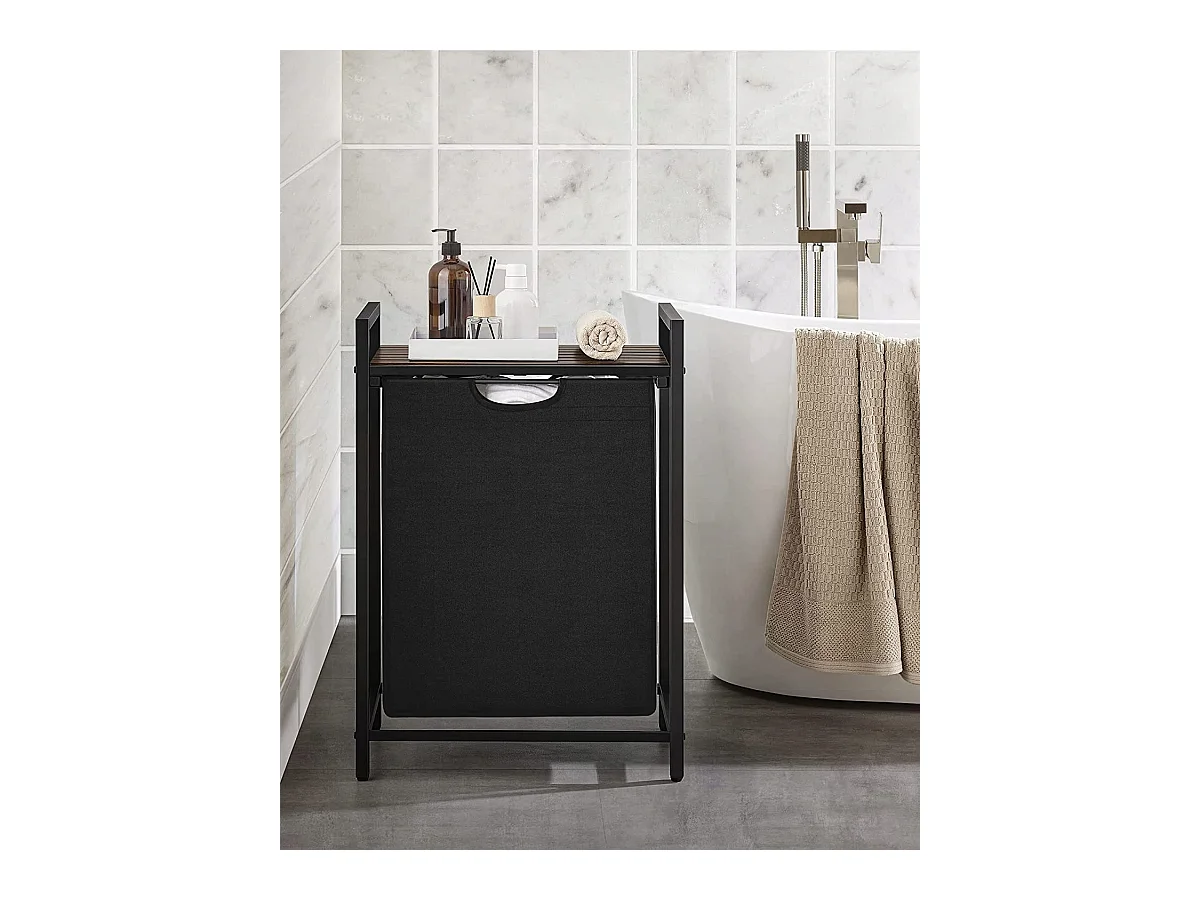 Valora Panier à linge 65 L Brun rustique Noir | Compartiment unique