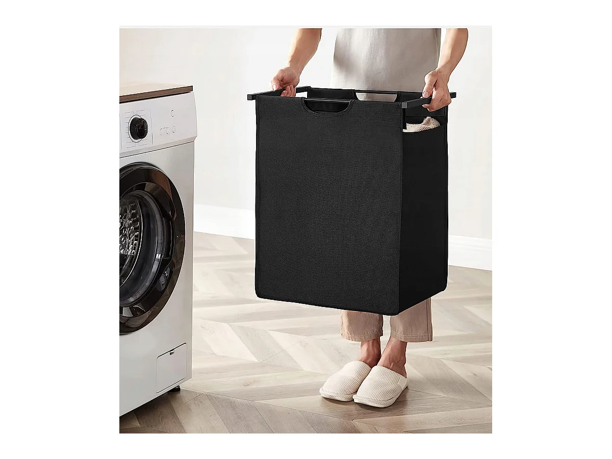 Valora Panier à linge 65 L Brun rustique Noir | Compartiment unique