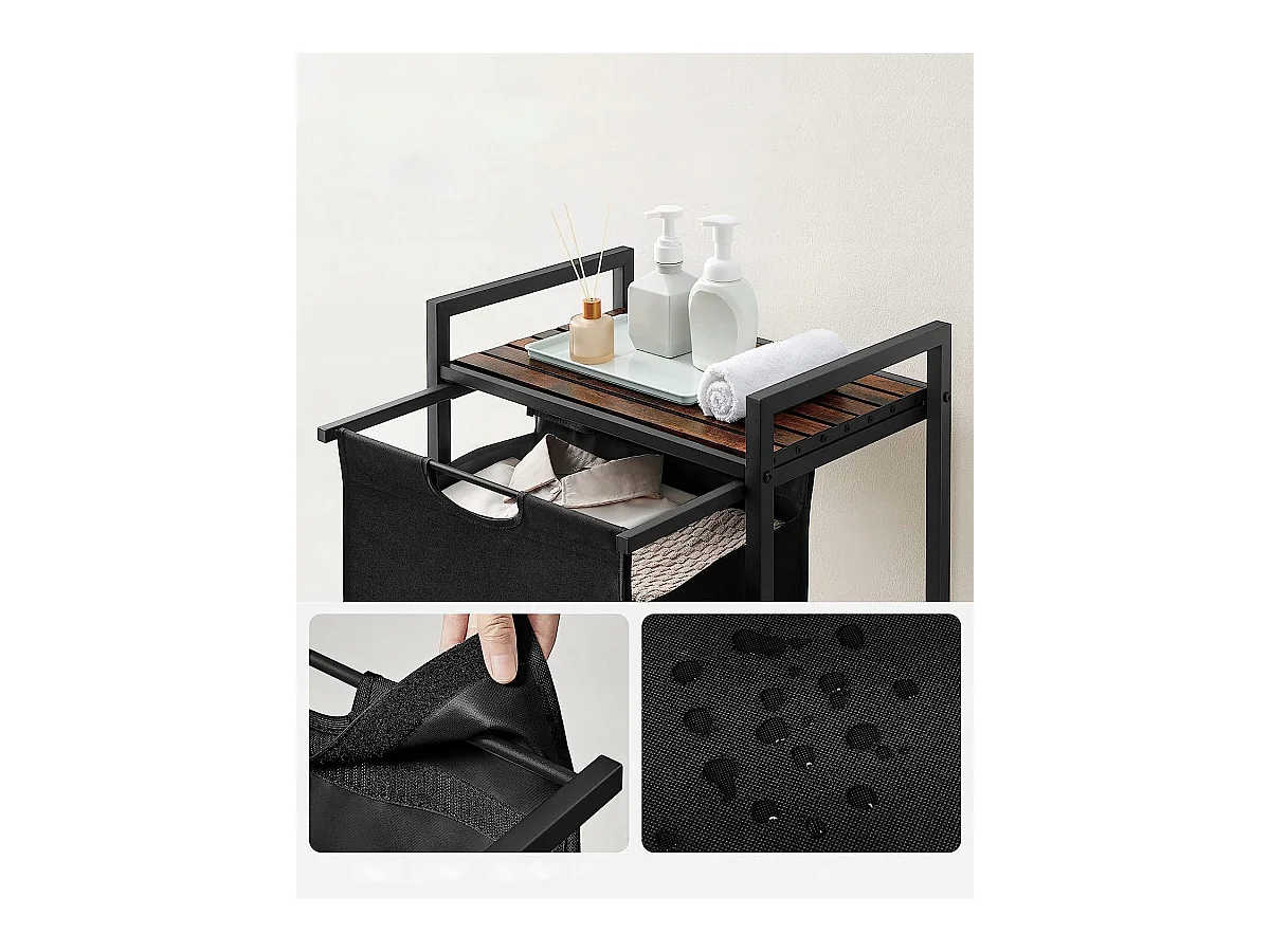 Valora Panier à linge 65 L Brun rustique Noir | Compartiment unique