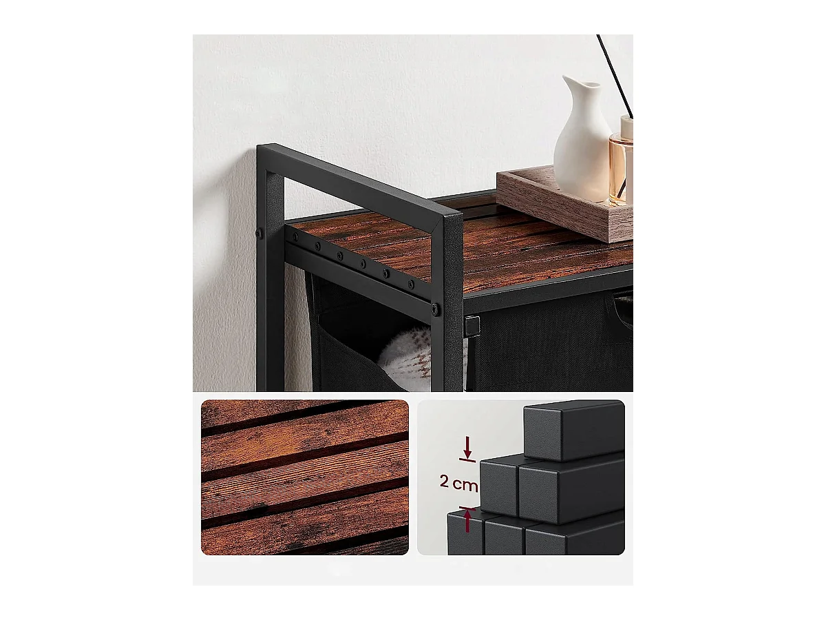 Valora Panier à linge 65 L Brun rustique Noir | Compartiment unique