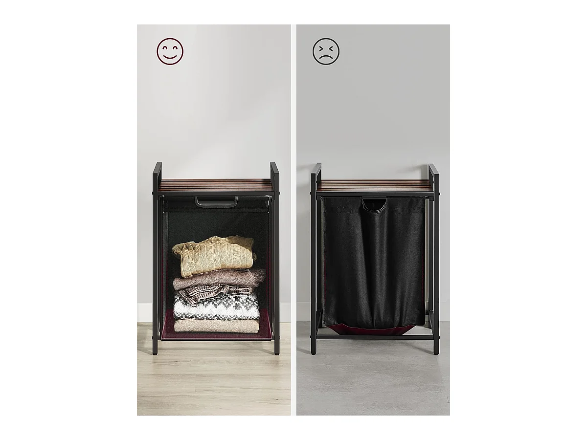 Valora Panier à linge 65 L Brun rustique Noir | Compartiment unique