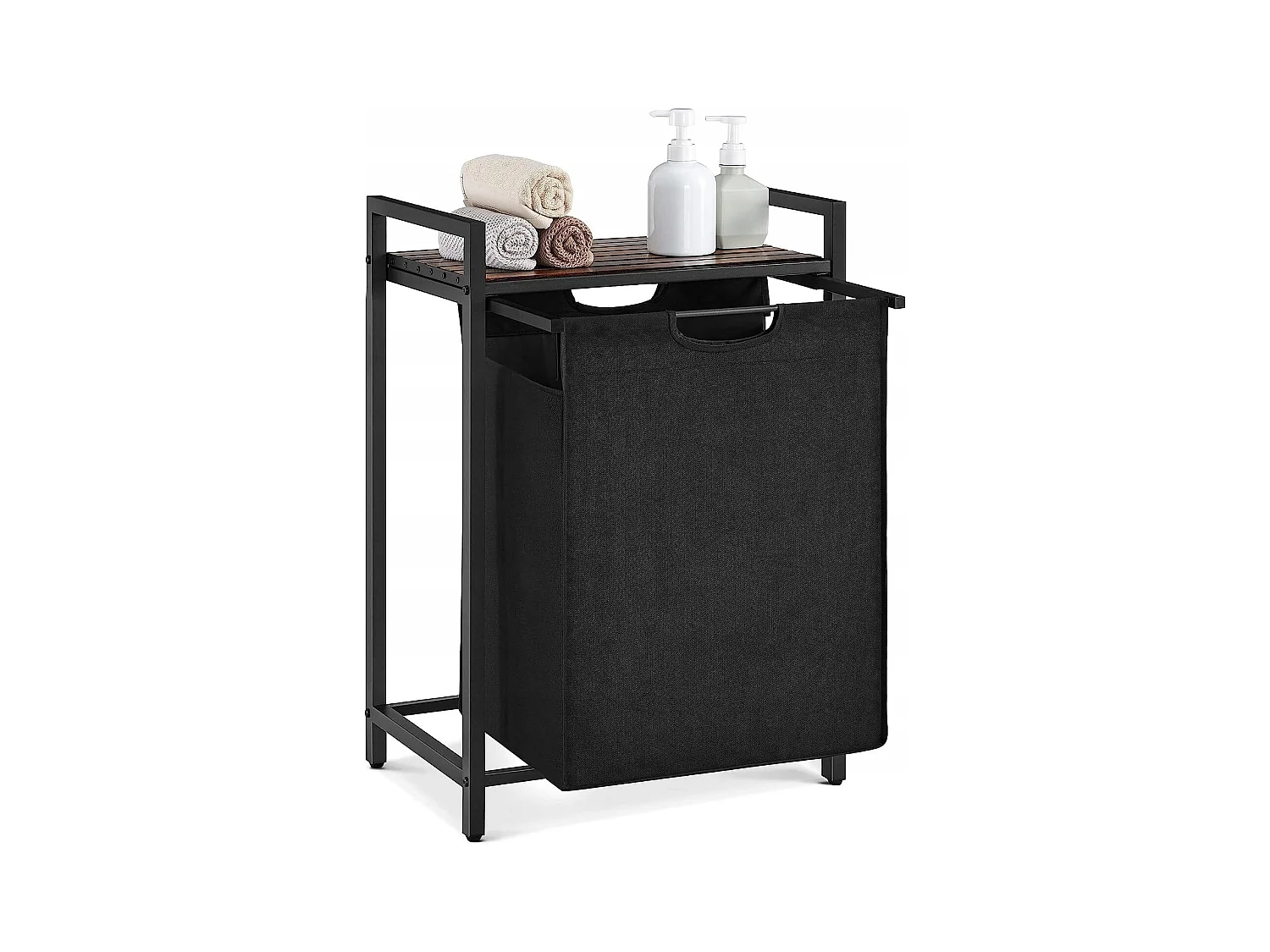 Valora Panier à linge 65 L Brun rustique Noir | Compartiment unique