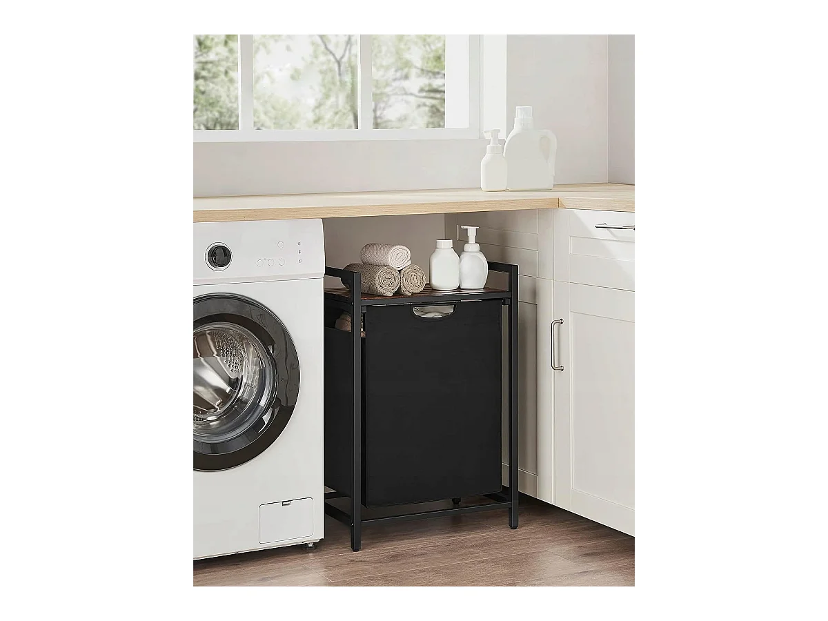 Valora Panier à linge 65 L Brun rustique Noir | Compartiment unique