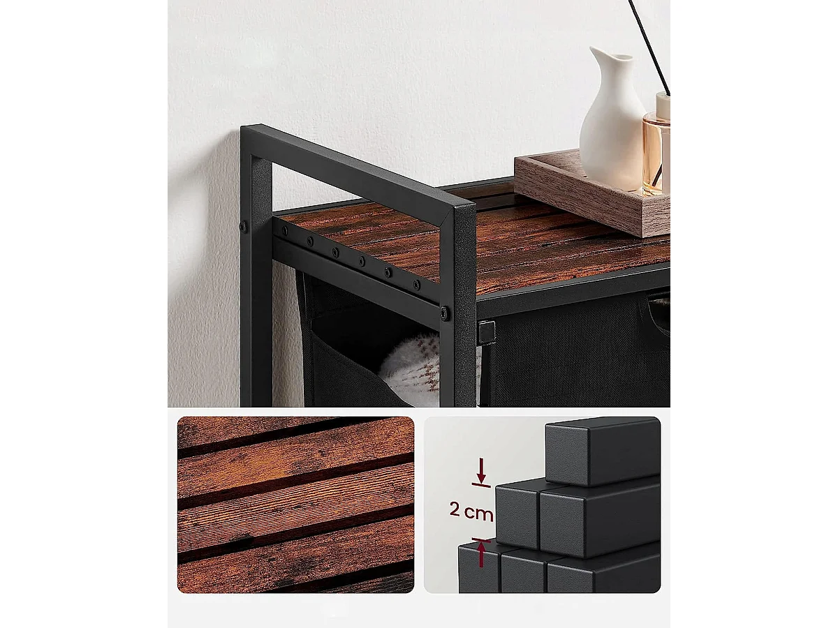 Valora Panier à linge 65 L Brun rustique Noir | Compartiment unique