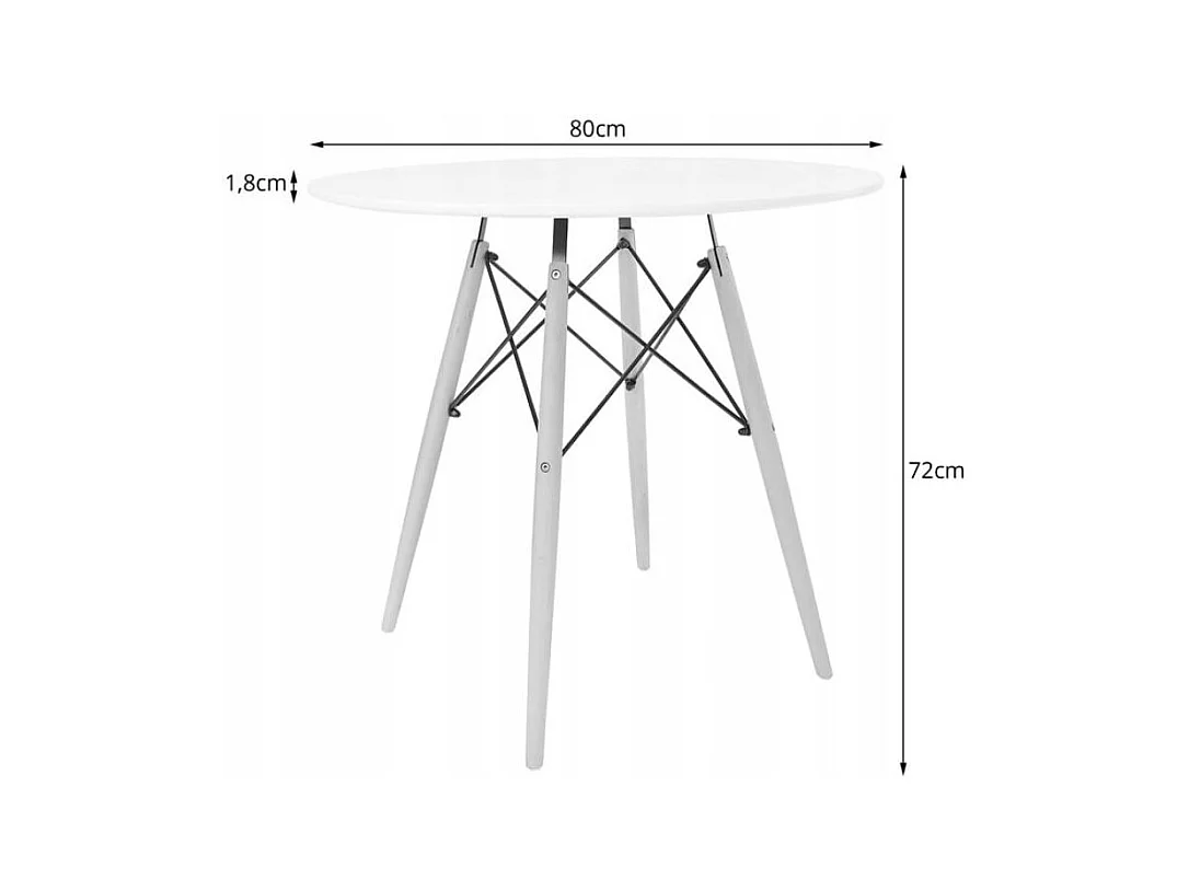 Valora Esszimmerset | KOVA 80 cm weißer runder Tisch + 4 WAKO graue Stühle