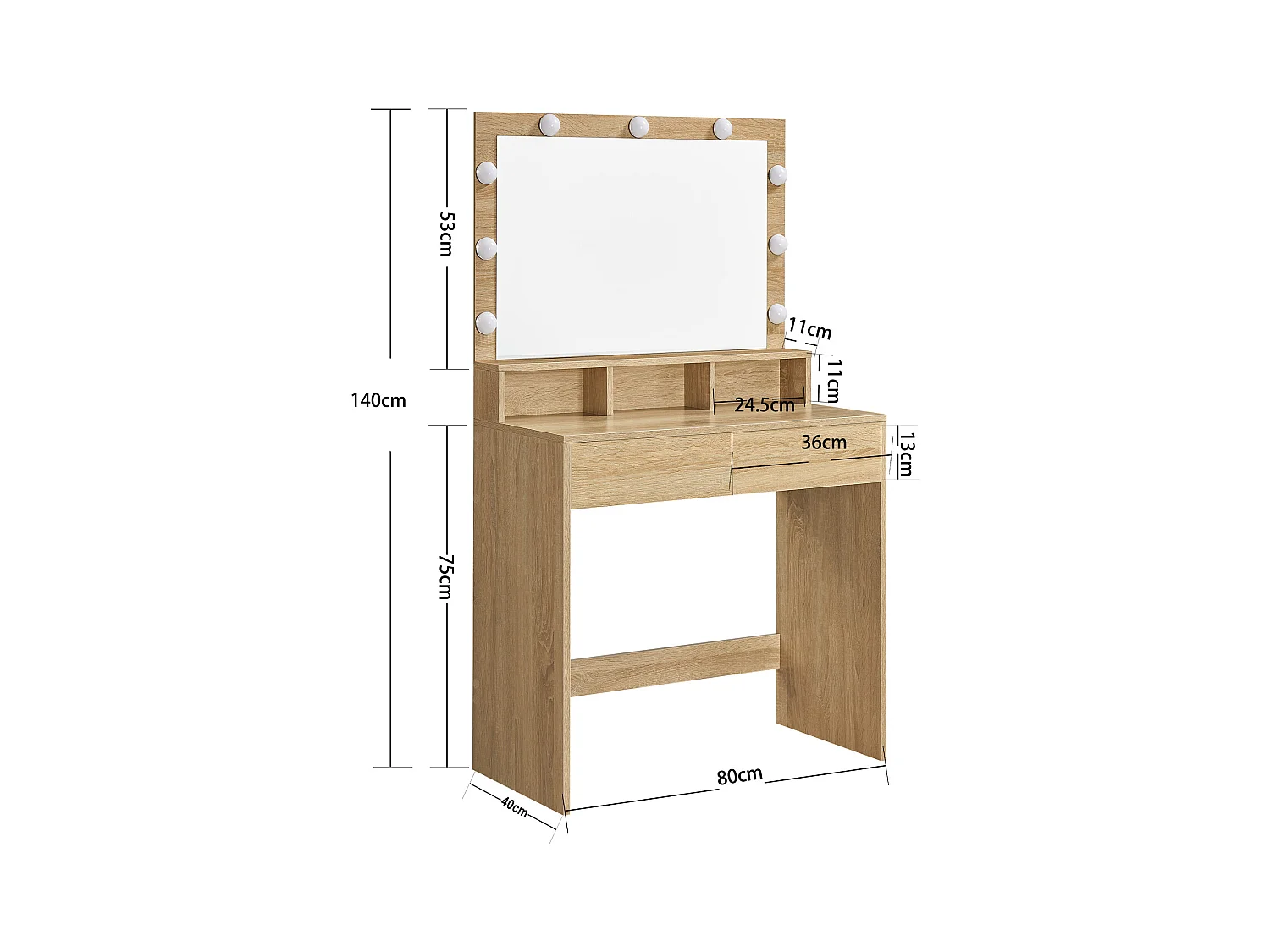 Valora YOL Frisiertisch Sonoma-Eiche mit Schublade Schlafzimmer