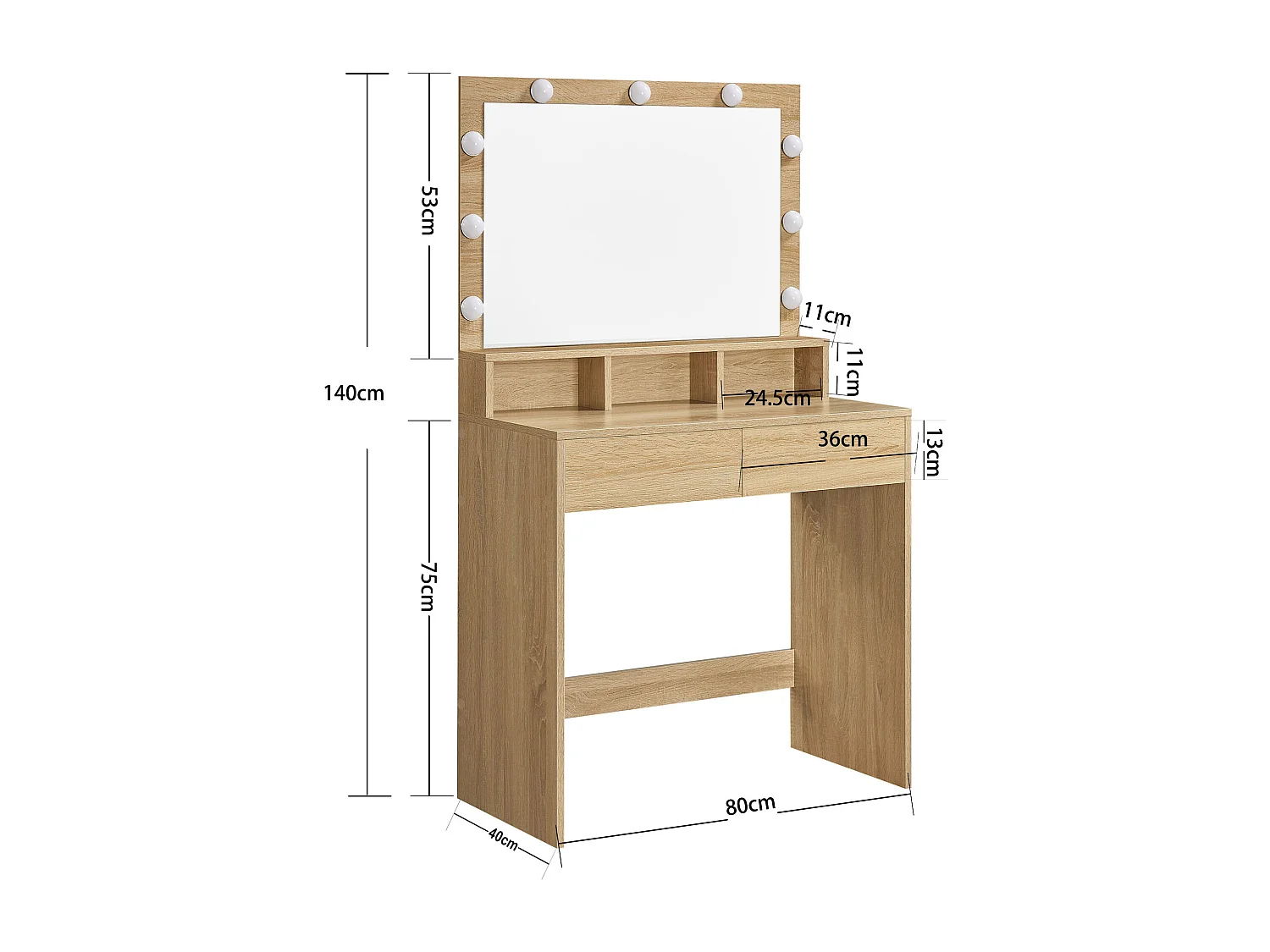 Coiffeuse Valora YOL – Chêne Sonoma avec tiroir de rangement de la chambre