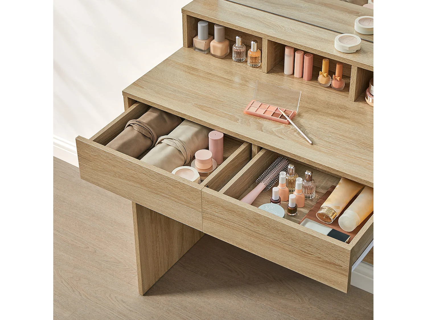 Coiffeuse Valora YOL – Chêne Sonoma avec tiroir de rangement de la chambre