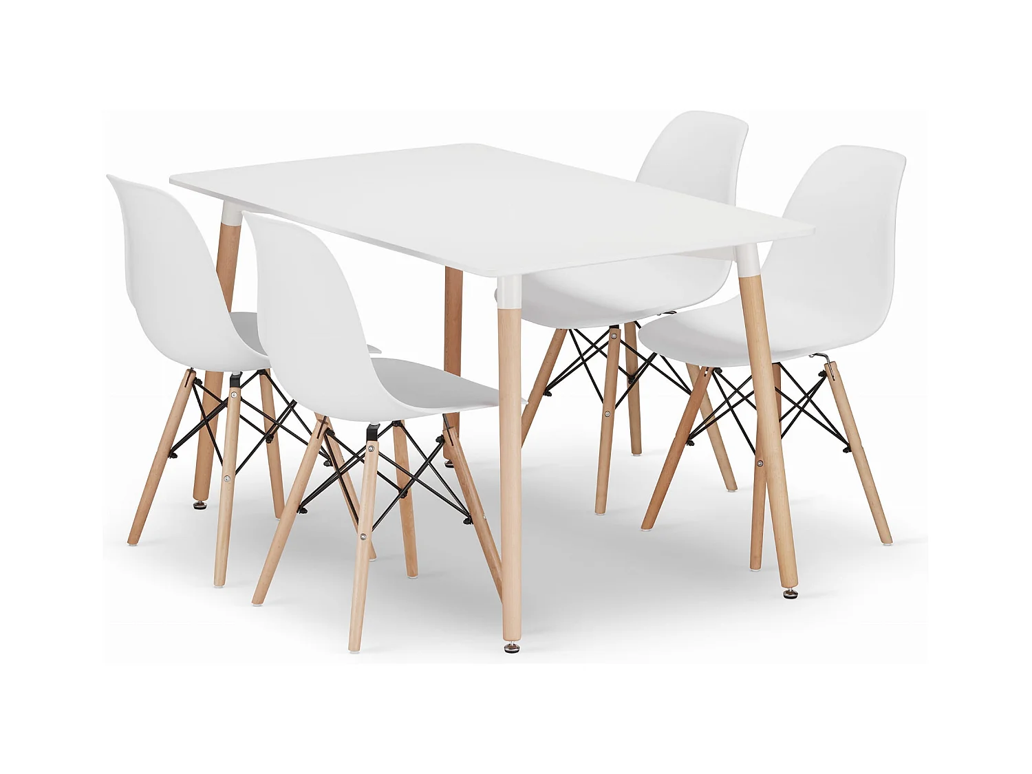 Valora Esszimmerset | YURO 120x80 Weißer Tisch + 4 OSAKA Weiße Stühle