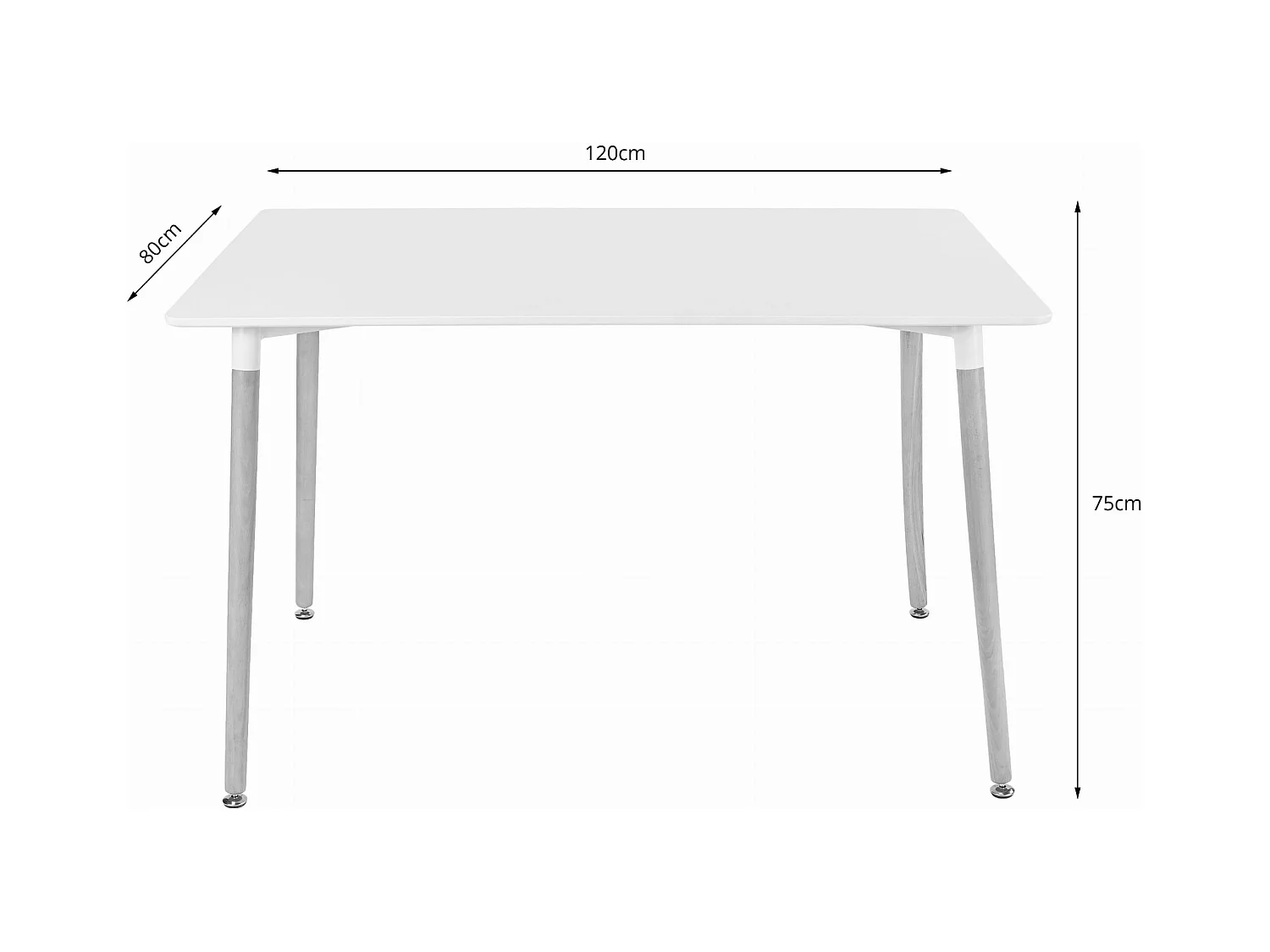 Valora Esszimmerset | YURO 120x80 Weißer Tisch + 4 OSAKA Weiße Stühle