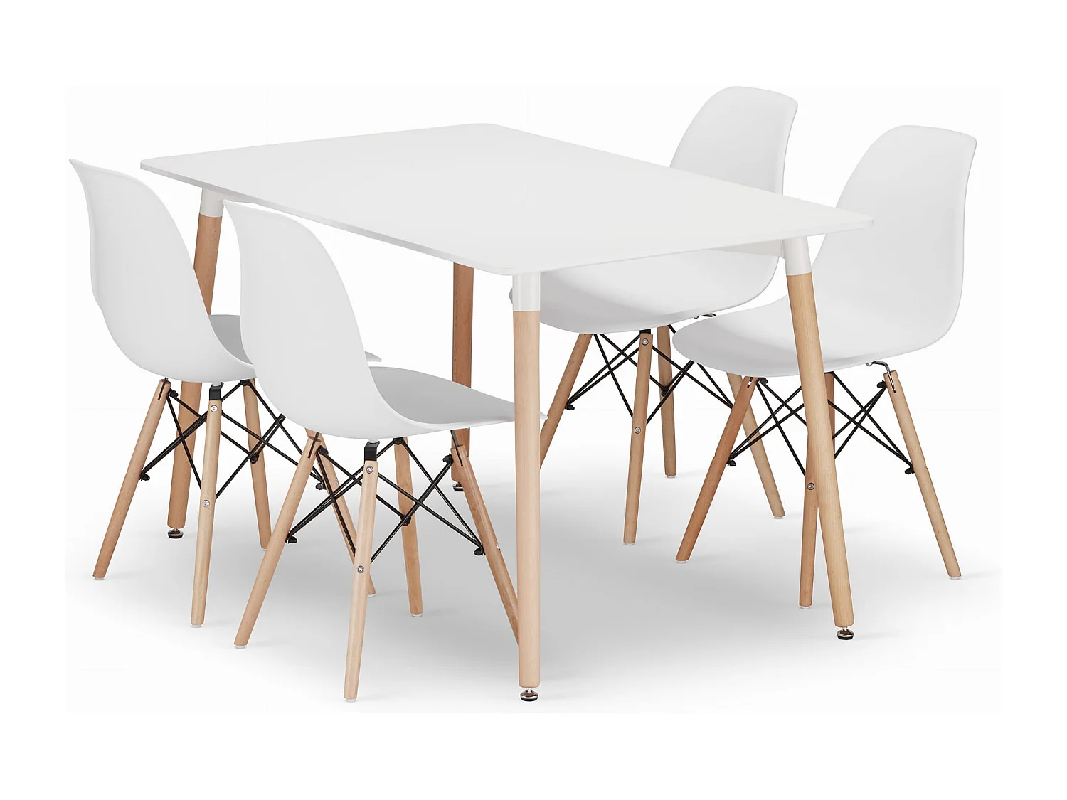 Zestaw obiadowy Valora | Stół YURO 120x80 biały + 4 krzesła OSAKA białe