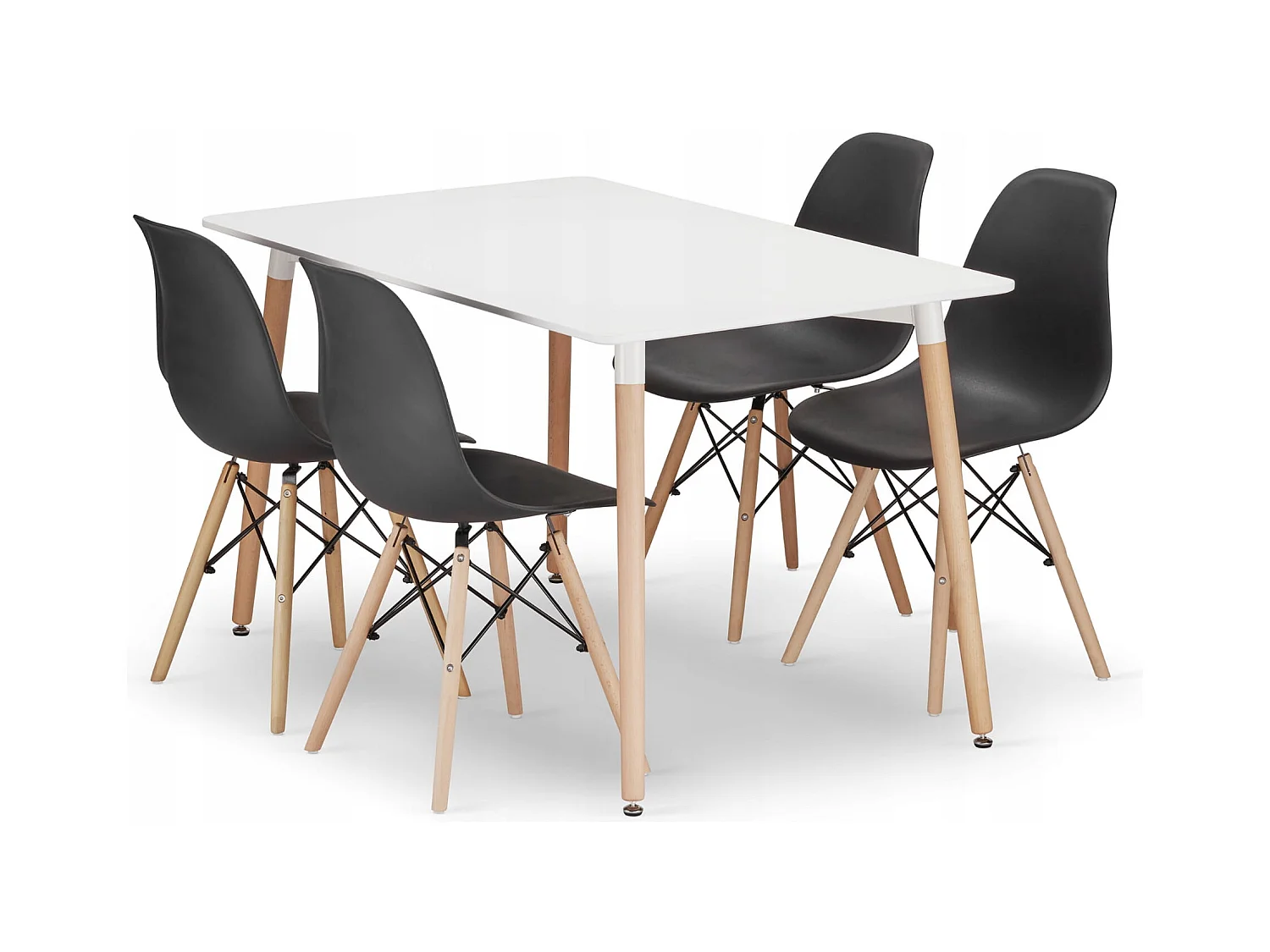 Table rectangulaire Valora YURO 120x80 blanche + 4 chaises OSAKA noires