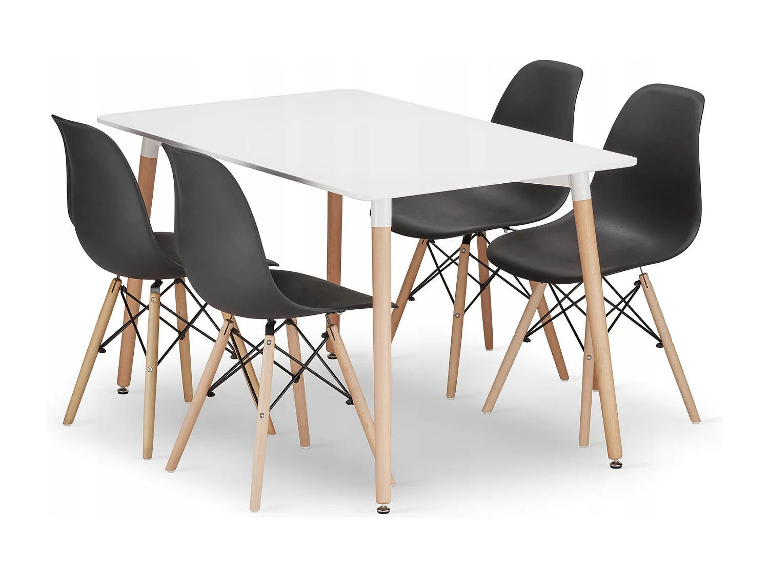 Mesa retangular Valora YURO 120x80 branca + 4 cadeiras OSAKA pretas