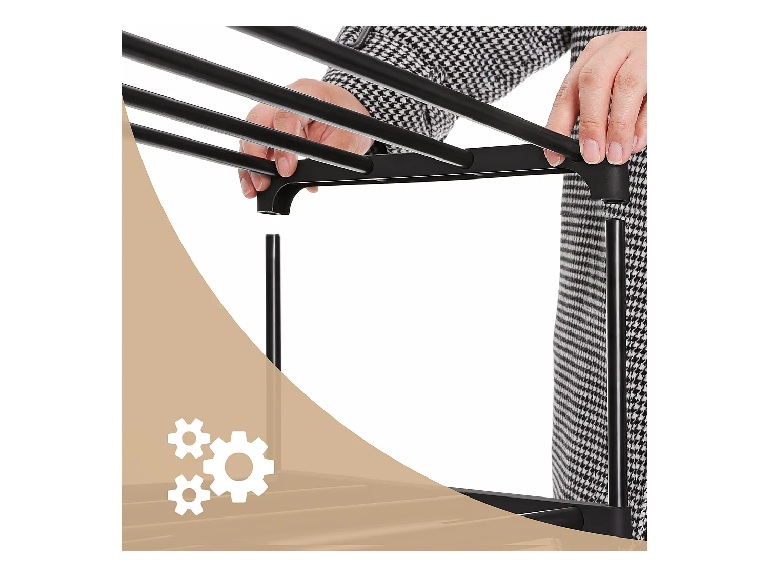 Półka na buty Valora czarna metalowa 6 poziomów loft nowoczesna trwała