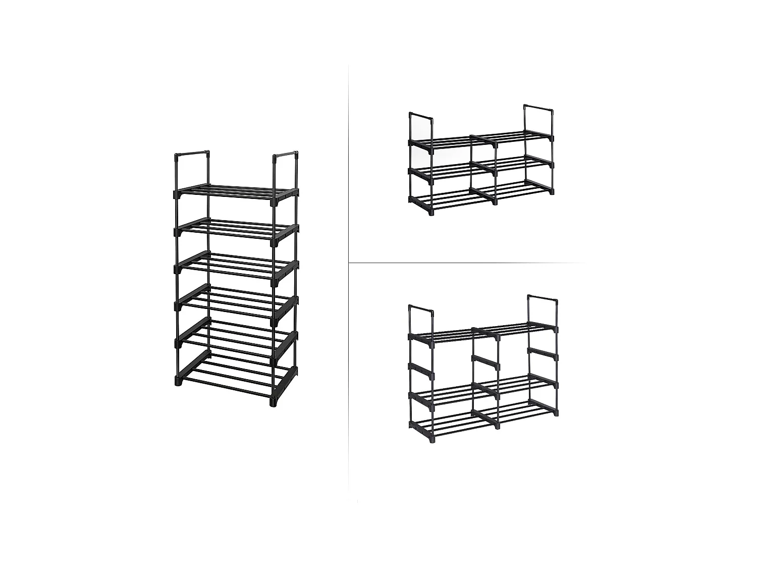 Półka na buty Valora czarna metalowa 6 poziomów loft nowoczesna trwała