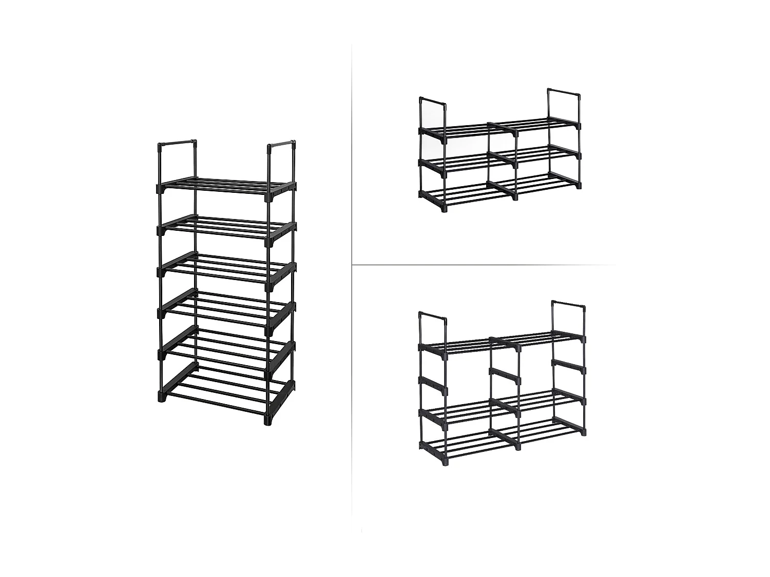 Étagère chaussures Valora en métal noir loft 6 niveaux durable et moderne