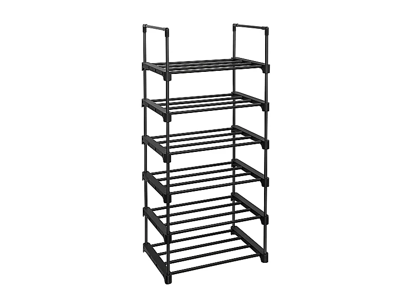 Étagère chaussures Valora en métal noir loft 6 niveaux durable et moderne
