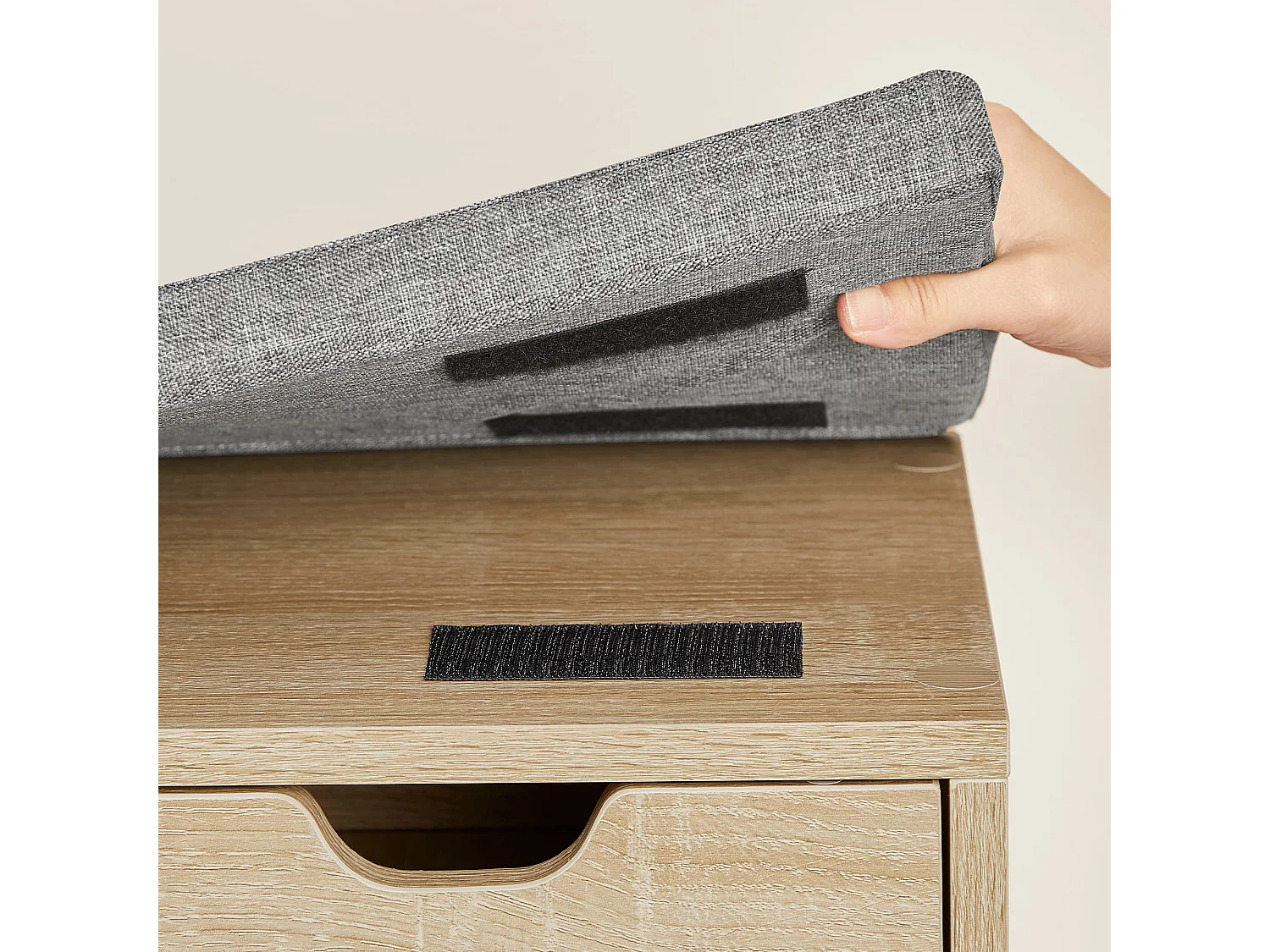 Valora Schuhschrank mit Sitz und Schublade – Sonoma Eiche Grau Leinen