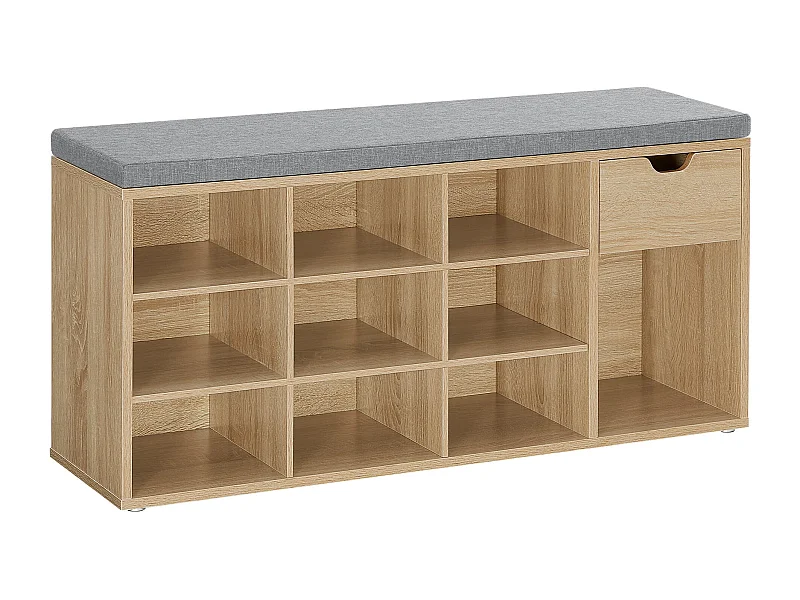 Valora Schuhschrank mit Sitz und Schublade – Sonoma Eiche Grau Leinen