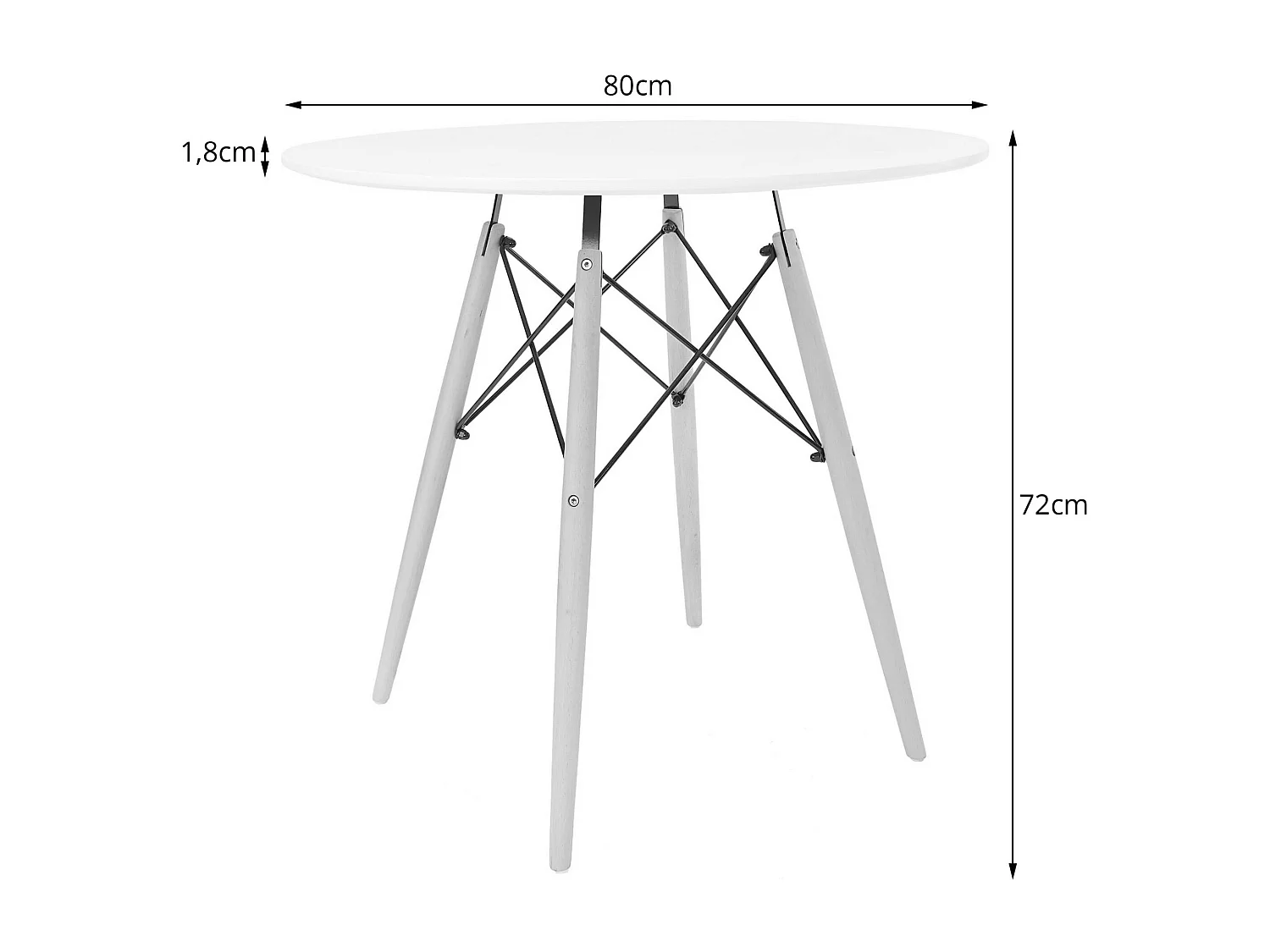 Zestaw obiadowy Valora | Okrągły stół KOVA 80 cm, biały + 4 białe krzesła OSAKA