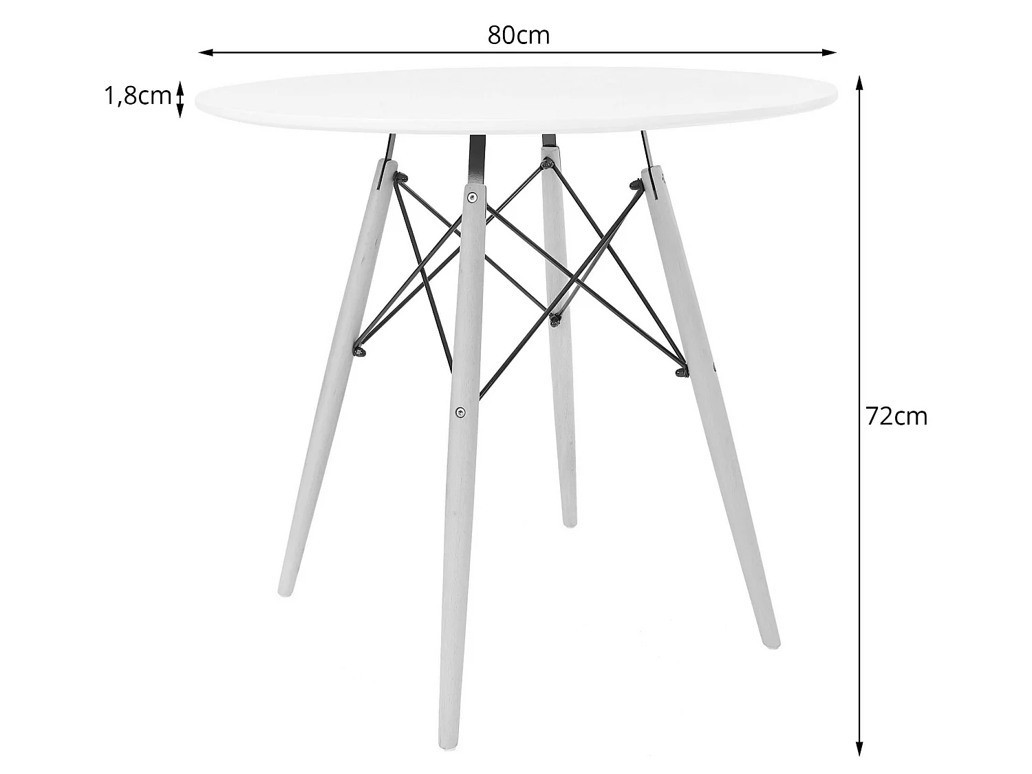 Valora Eettafelset | KOVA 80cm Witte Ronde Tafel + 4 OSAKA Witte Stoelen