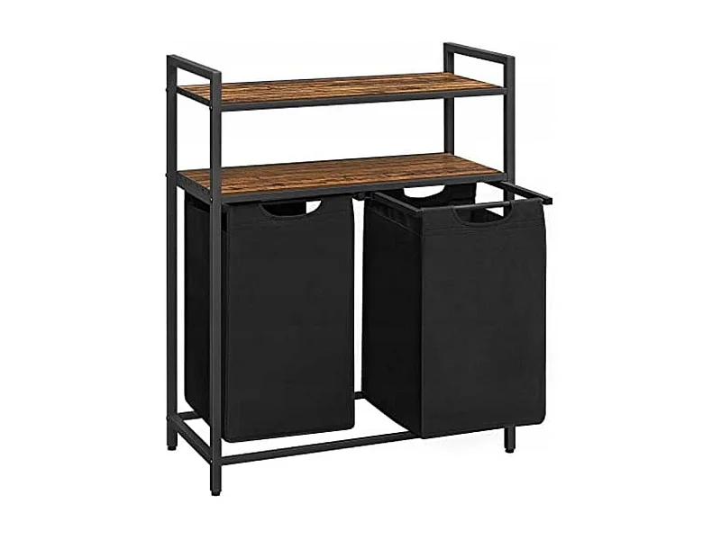 Szafka na pranie Valora 2-komorowa, rustykalny brąz, czarny