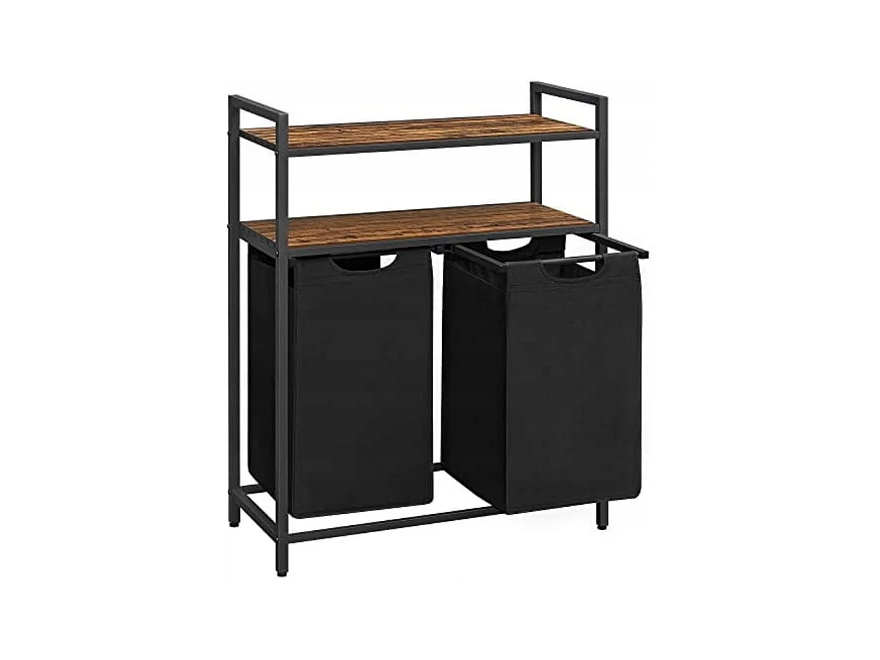 Valora Armoire à linge à 2 compartiments Brun rustique Noir