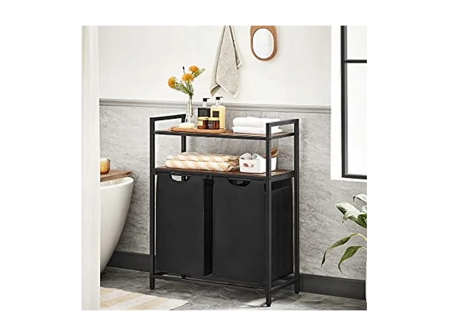 Valora Armoire à linge à 2 compartiments Brun rustique Noir