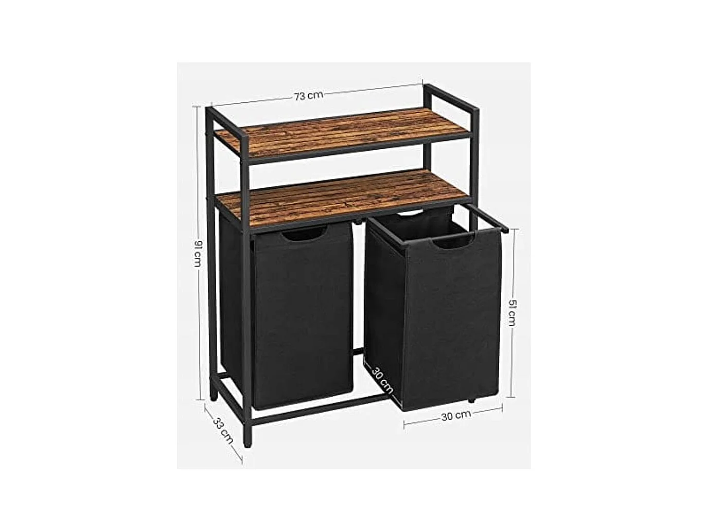 Valora Armoire à linge à 2 compartiments Brun rustique Noir