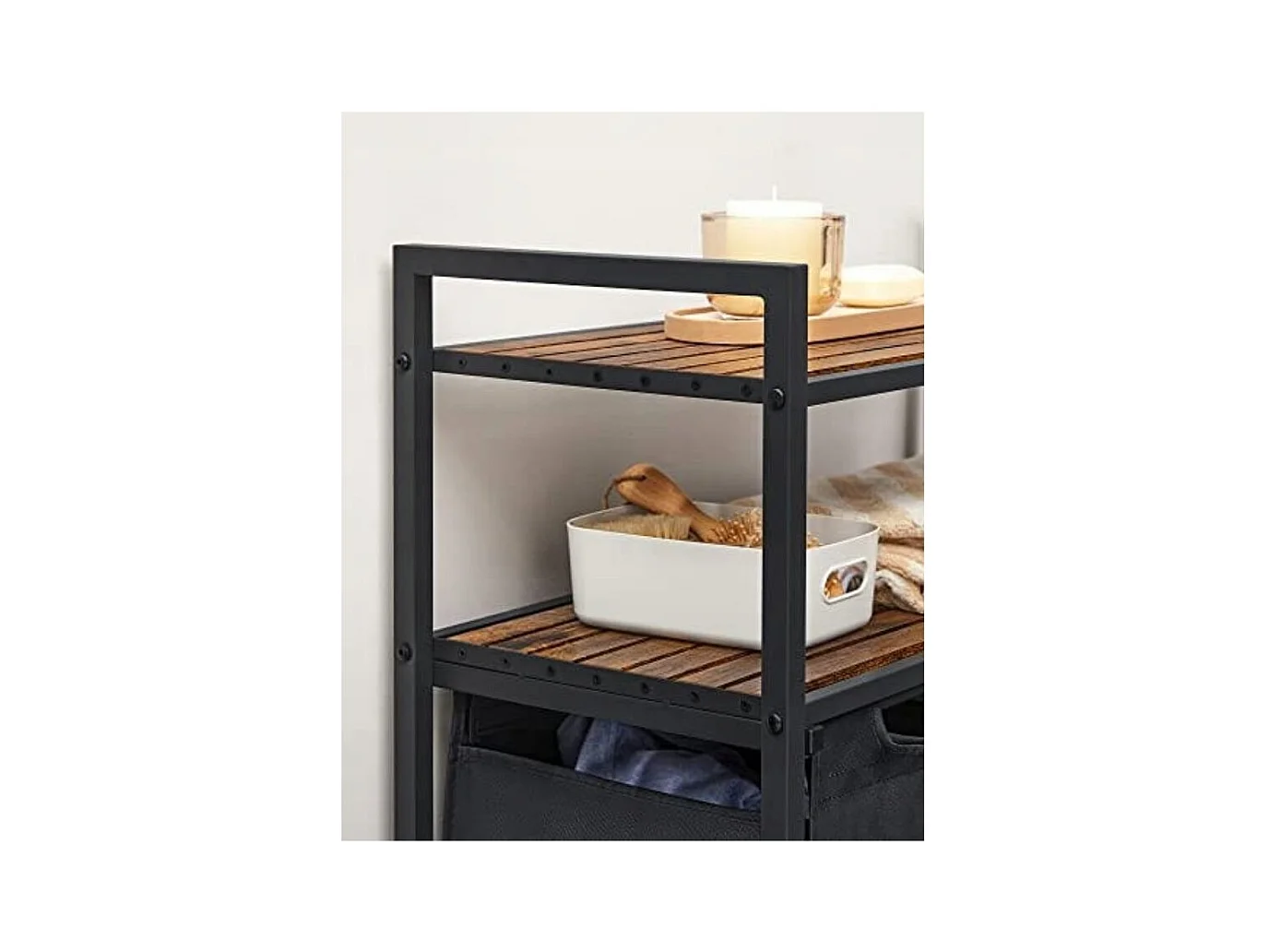 Valora Armoire à linge à 2 compartiments Brun rustique Noir