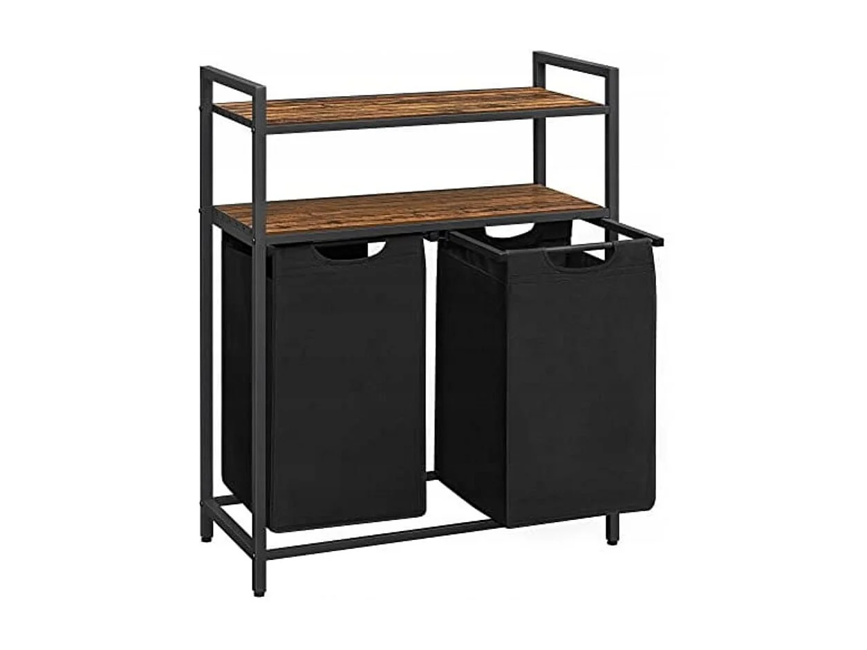 Valora Armoire à linge à 2 compartiments Brun rustique Noir