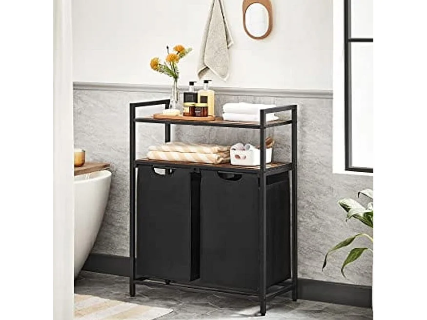 Valora Armoire à linge à 2 compartiments Brun rustique Noir