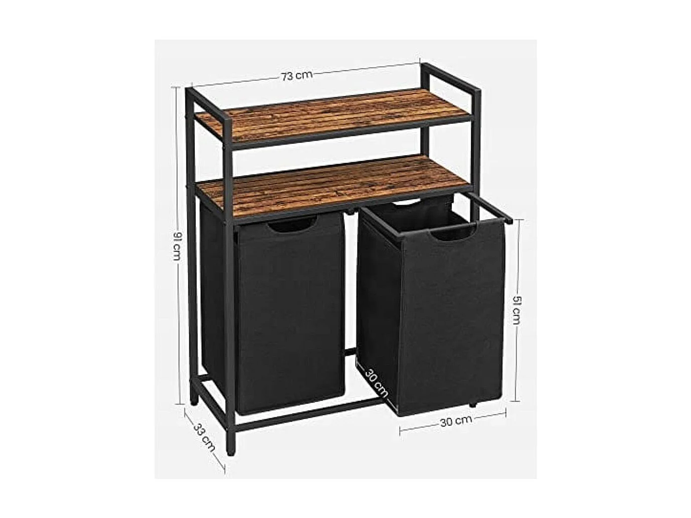 Valora Armoire à linge à 2 compartiments Brun rustique Noir