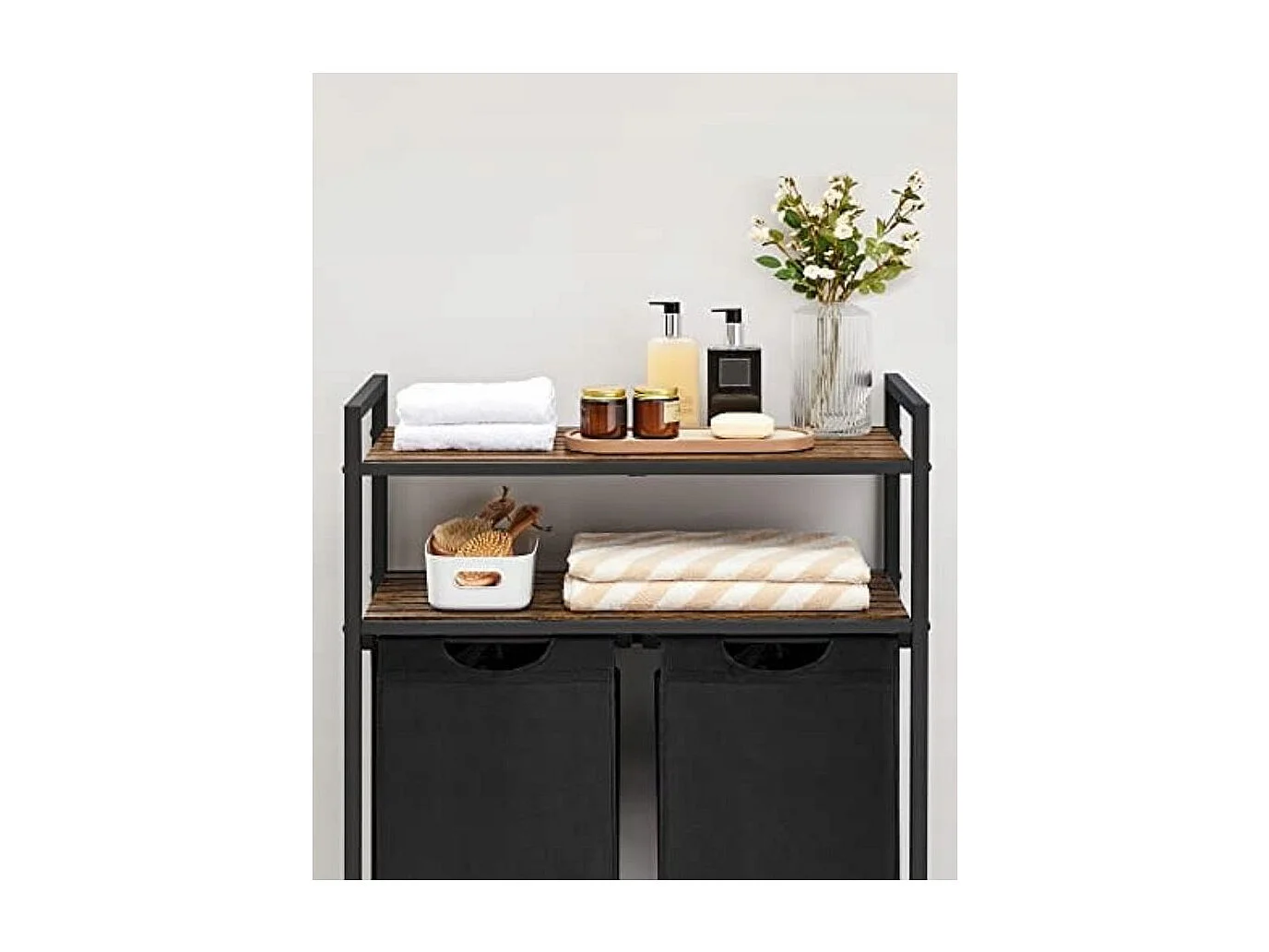 Valora Armoire à linge à 2 compartiments Brun rustique Noir