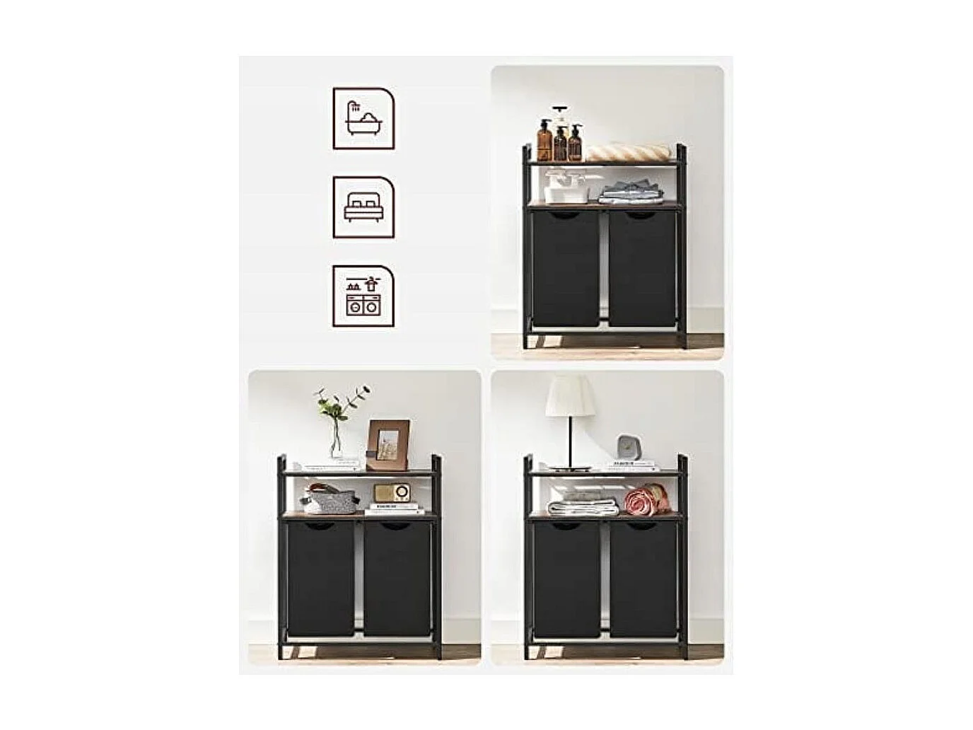 Valora Armoire à linge à 2 compartiments Brun rustique Noir