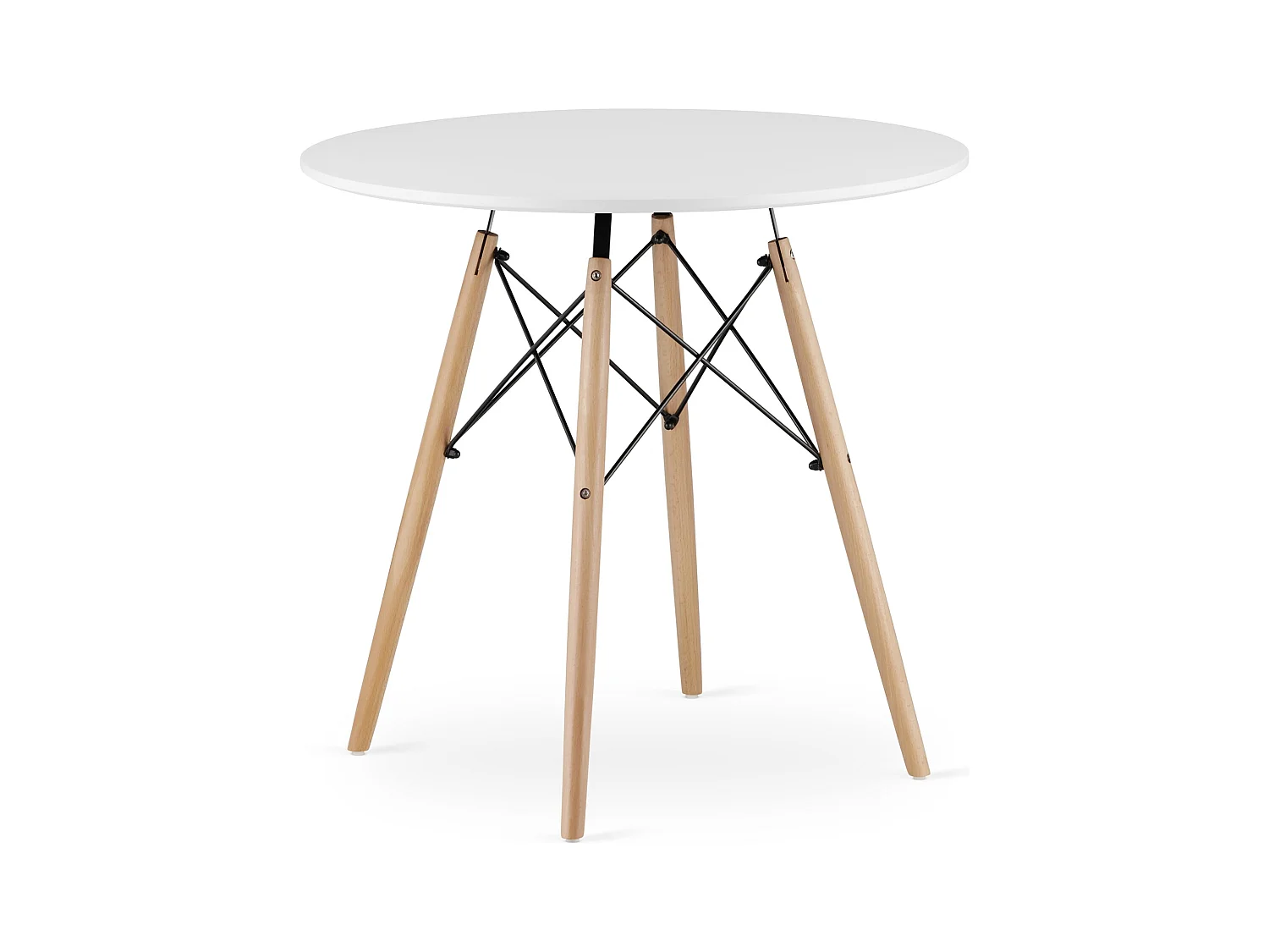 Table ronde Valora KOVA Ø80 blanche + 4 chaises OSAKA noires