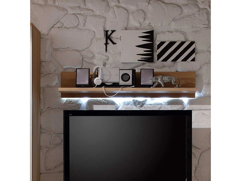 Wandregal in Asteiche Bianco furniert Landhausstil