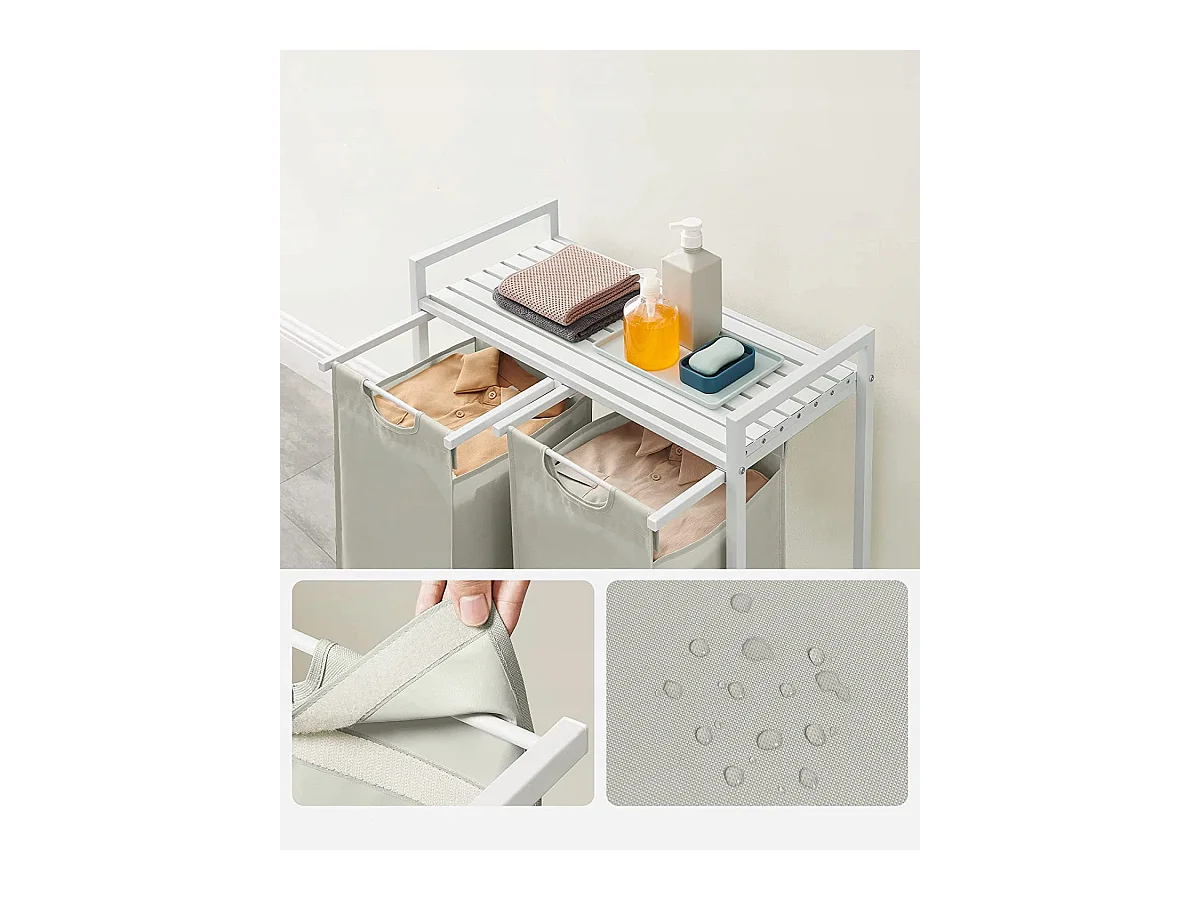 Valora Panier à linge Armoire 2 compartiments Blanc 92L pour salle de bain