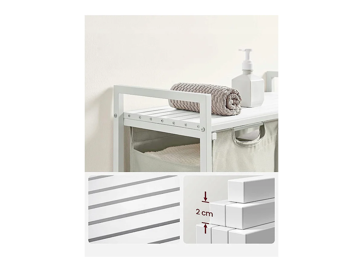 Valora Panier à linge Armoire 2 compartiments Blanc 92L pour salle de bain