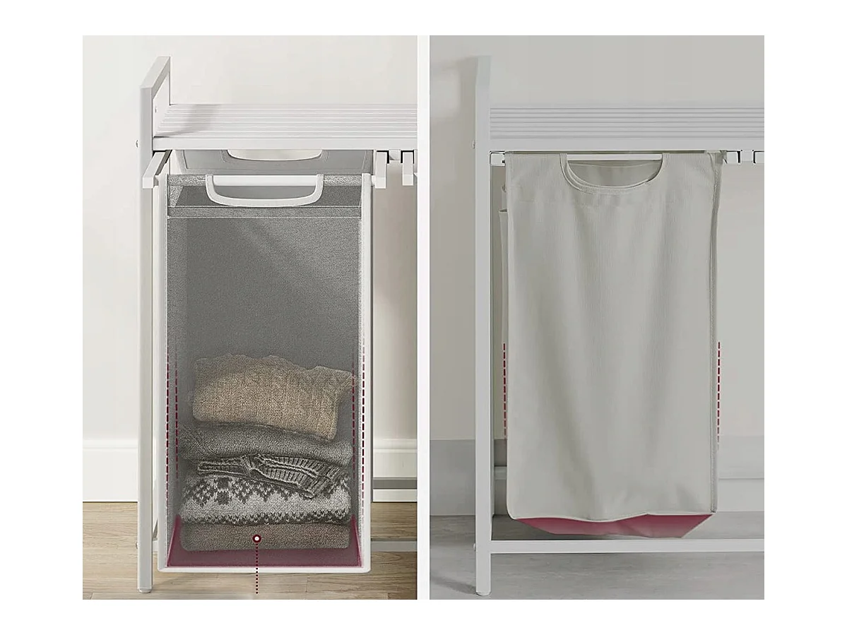 Valora Panier à linge Armoire 2 compartiments Blanc 92L pour salle de bain