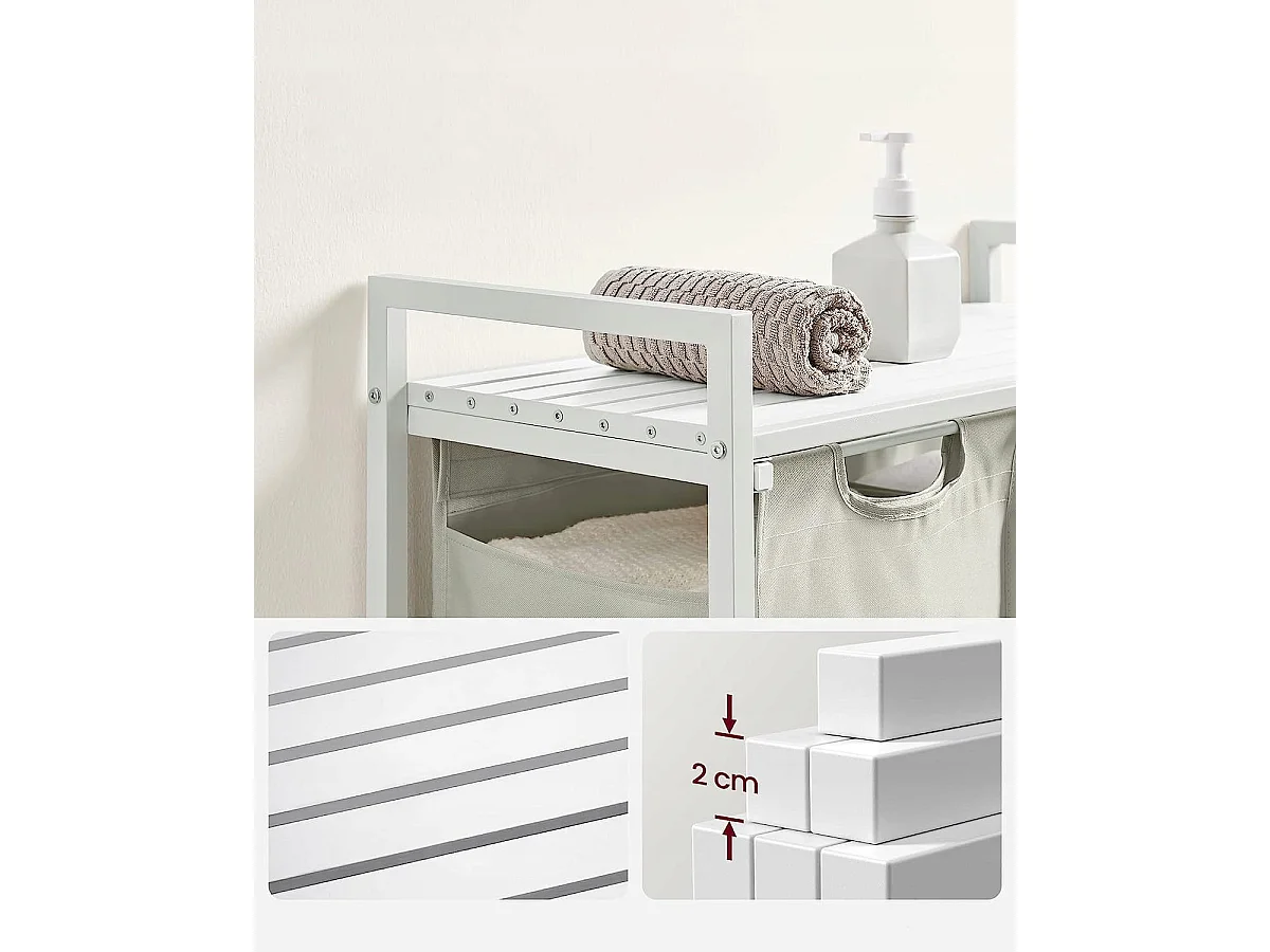 Valora Panier à linge Armoire 2 compartiments Blanc 92L pour salle de bain