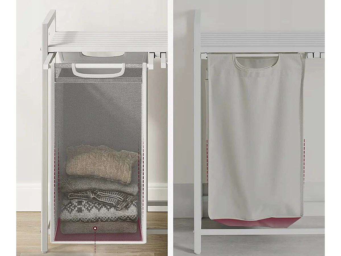 Valora Panier à linge Armoire 2 compartiments Blanc 92L pour salle de bain