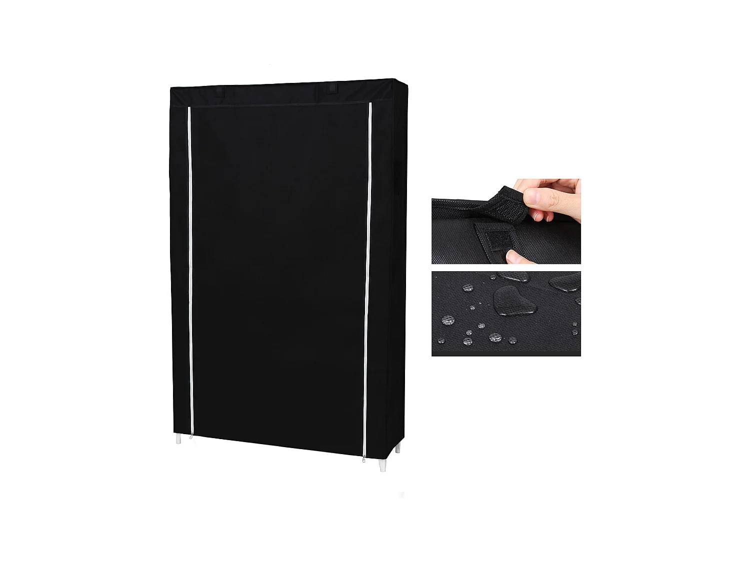 Meuble à chaussures Valora noir | Armoire de rangement textile à 9 étagères