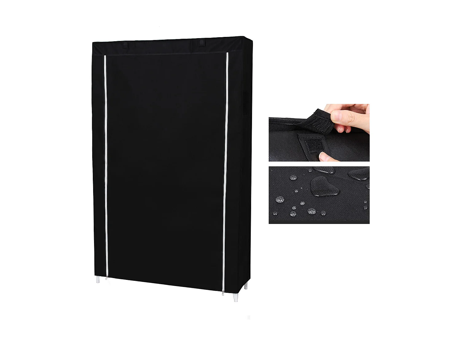 Zapatero Valora negro | Armario textil con 9 estantes